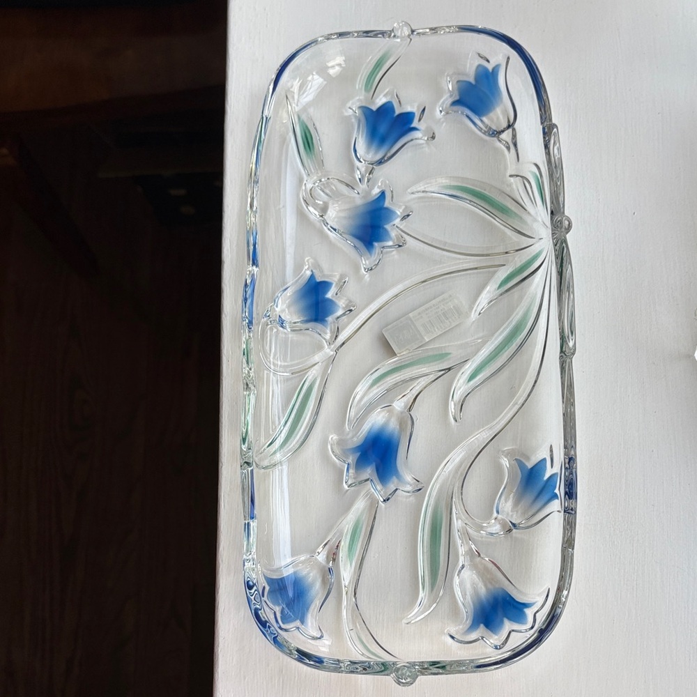 Mikasa Bluebells Green and Blue Glass Tray - Picture 2 of 6